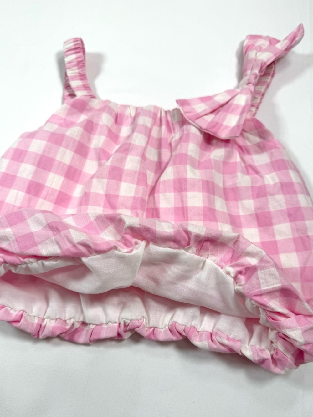 NICOLE MILLER Girls Gingham Bow Bubble Top‎ Size 5 Preppy Cottagecore Summer - Picture 4 of 9